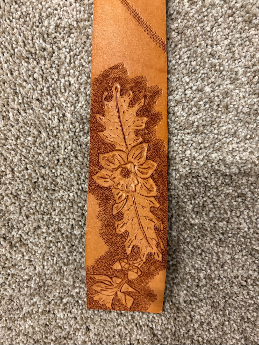 Vintage Hand-Tooled Floral Leather Tie
